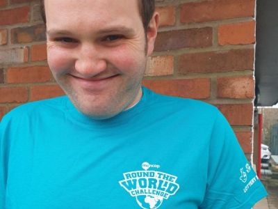 <strong>Carlisle Mencap</strong><br/>RTWC - Tim in his smart T-shirt!