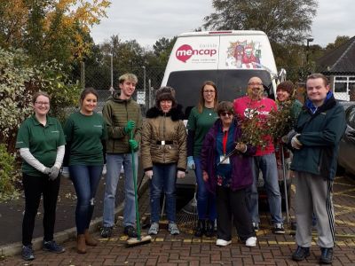 <strong>Carlisle Mencap</strong><br/>Cumberland Building Society staff with Carlisle Mencap staff and service users during a tidy-up day at Grace Little.