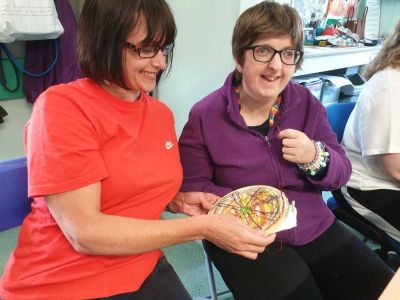 <strong>Carlisle Mencap</strong><br/>Service user Caroline with support worker Steph